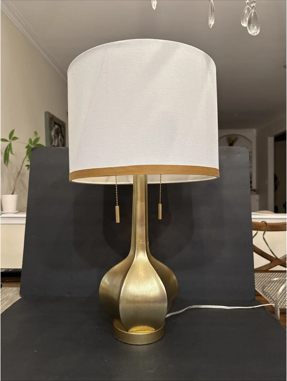 Modern Gold Table Lamp Living Room / Bedroom 26” Tall Read